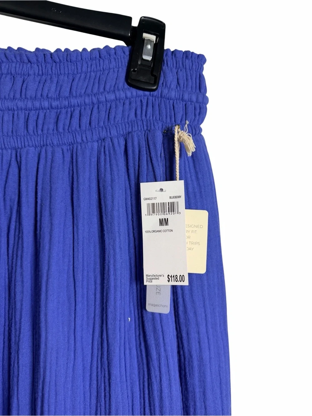 Magaschoni Blueberry Organic Cotton Gauze Wide Leg Pants NWT Medium
